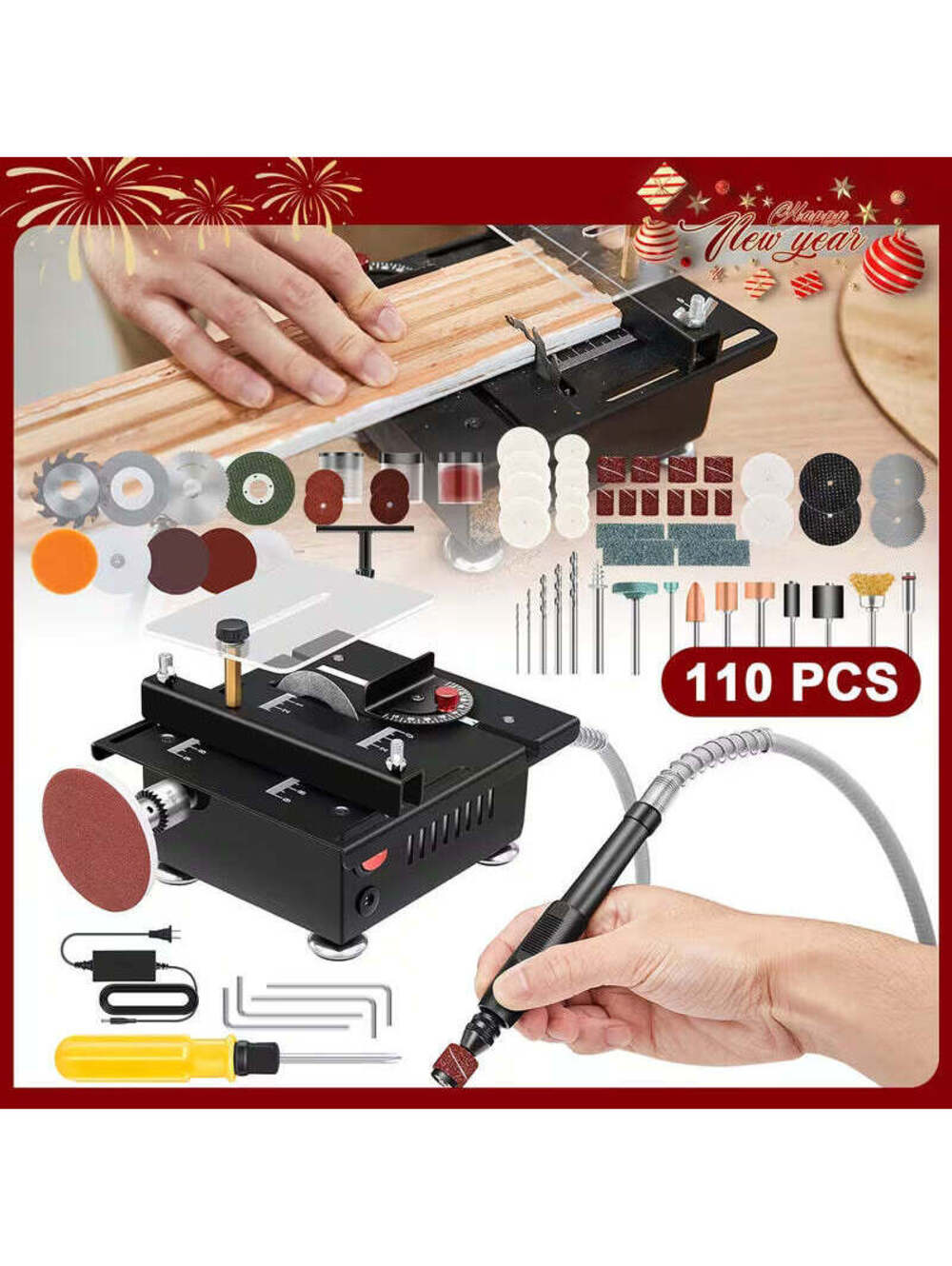 AUXTUR Mini Table Saw, Multifunctional Portable Adjustable